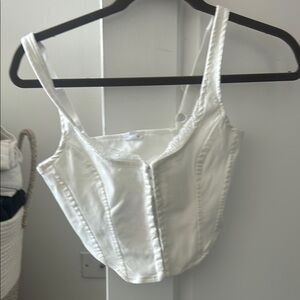 Garage White Fitted Crop Tank Top